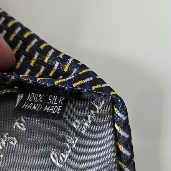 Paul Smith 100% Silk Black, Blue and Yellow Patterned Tie - Picture 8 of 9